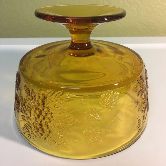 Vintage Indiana Glass Amber Pedestal Bowl - Picture 10 of 12